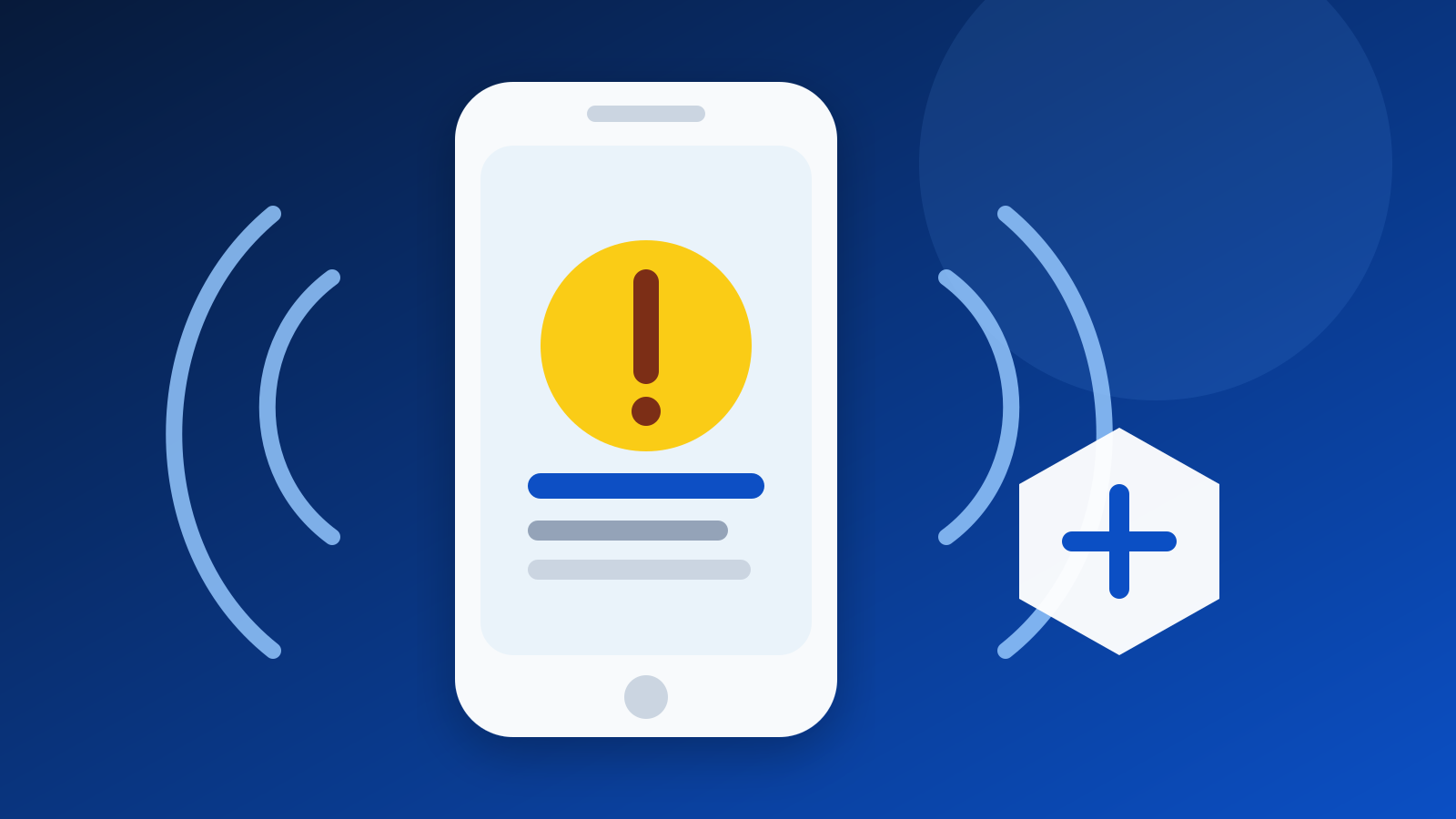 Celular recebendo alerta da Defesa Civil com ondas de notificação e mapa ao fundo